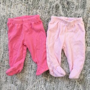 Pink and Light Pink Baby Footed Pants bundle